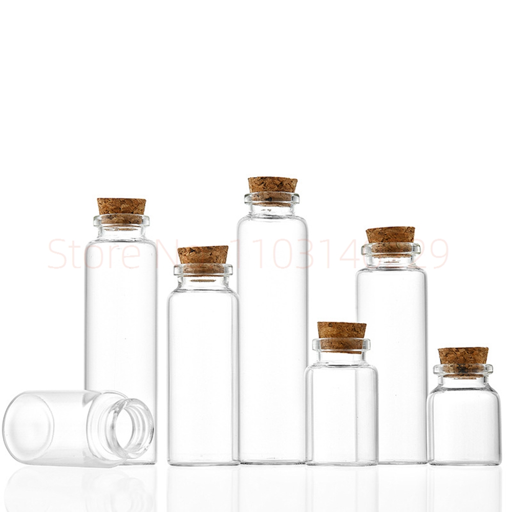 20 pièces 10ml 15ml 20ml 25ml 30ml jolies bouteilles de souhaits en verre transparent avec bouchon en liège bouteilles d'épices vides pots bricolage artisanat flacons