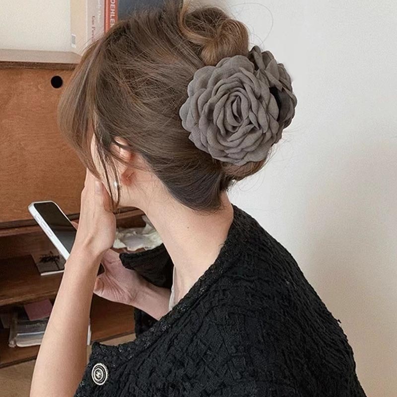 Pinzas en forma de garra para el pelo con forma de rosa de tela francesa para mujeres y niñas, pasador, horquillas, pinzas para el pelo, accesorios para el cabello,