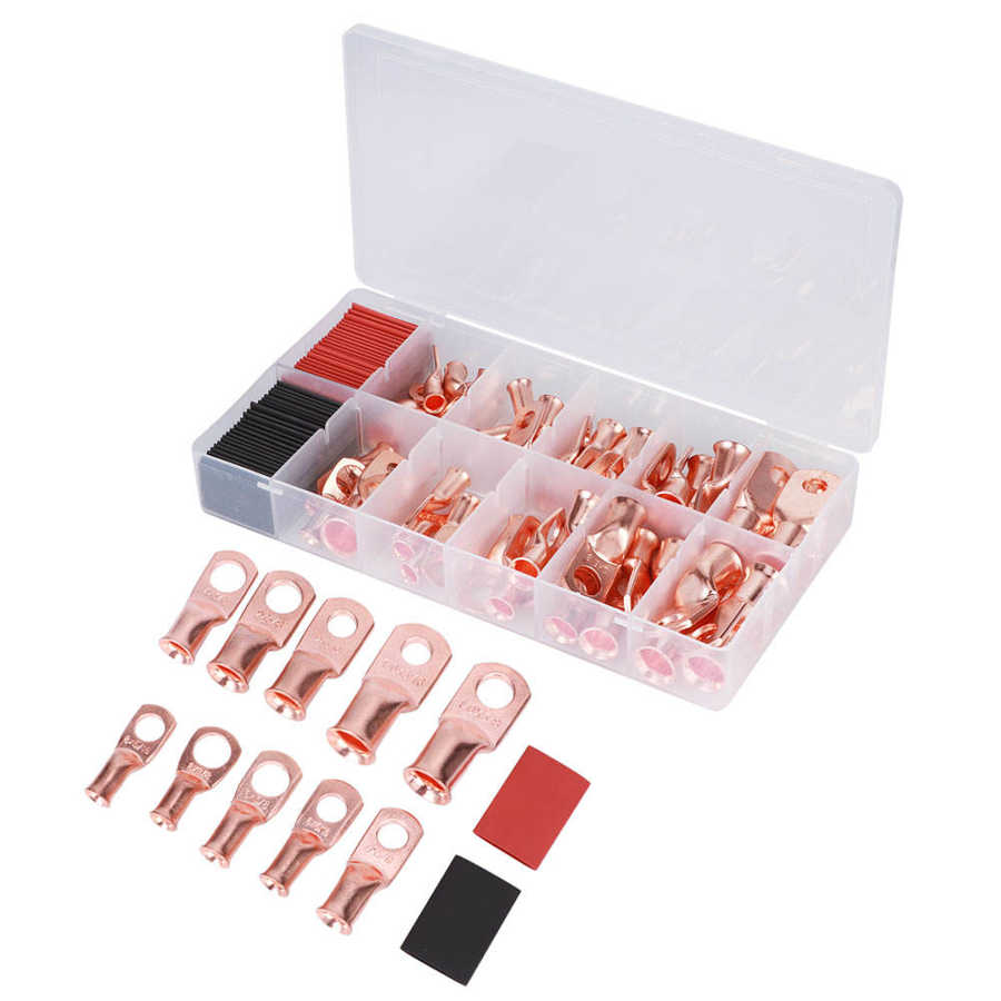 AWG Terminal Connector Cable Lug Terminal AWG Terminal Connector for household appliances 100Pcs Cable Lug Kit 12x30mm Heat