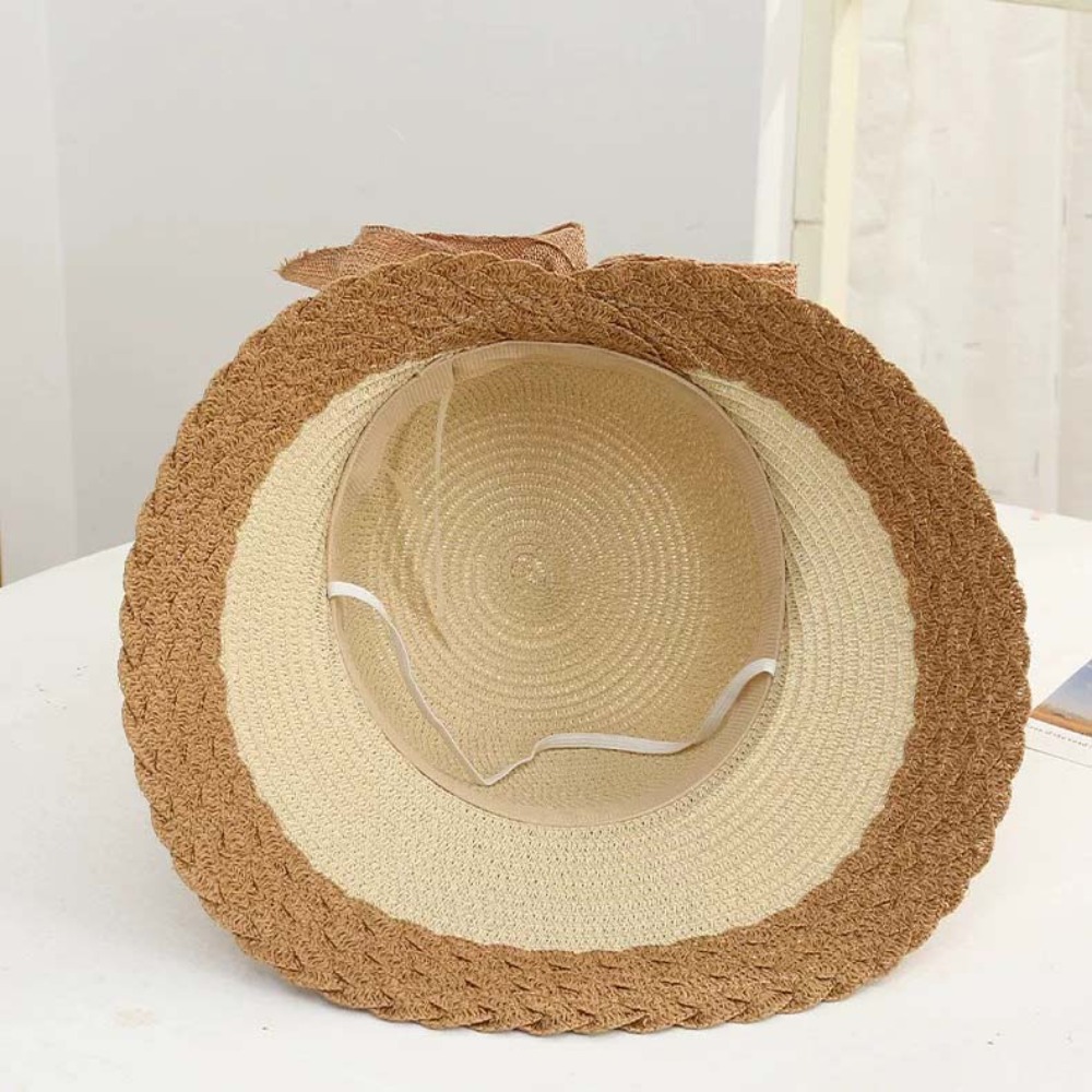 Cappello da Spiaggia in Paglia Intrecciata - Cappello da Pescatore Pieghevole con Fiocco - Cappello di Paglia Intrecciata a Tesa Larga - Escursionismo all'aperto