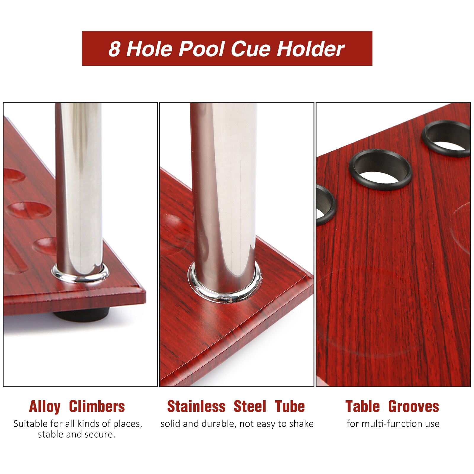 8 Hole Vertical Pool Cue Holder Billiard Pool Sticks Ball Floor Stand for Pool Sticks Pool Balls Table Accessory