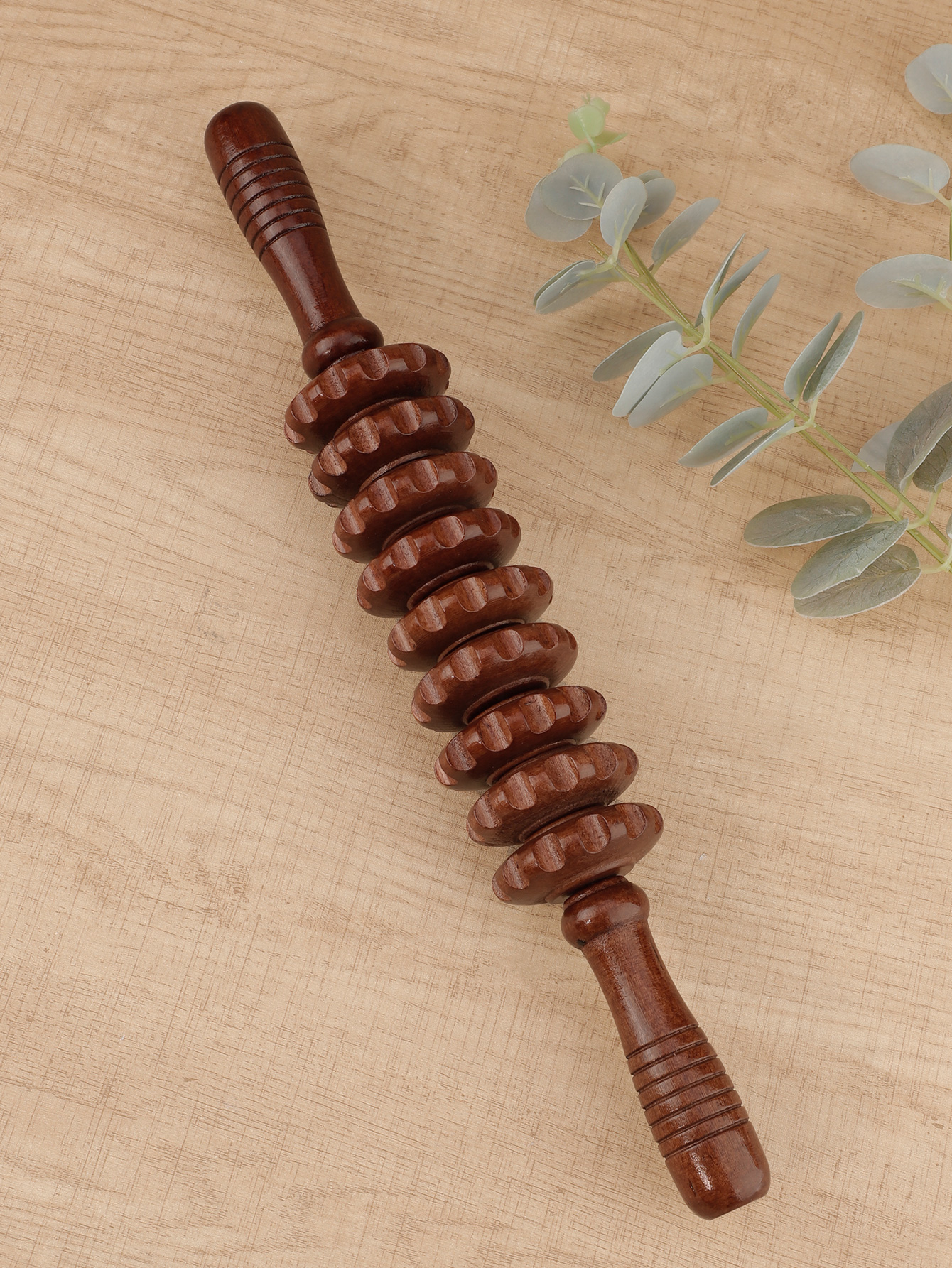 Rolo massageador de terapia de madeira, ponto de gatilho, bastão massageador para fáscia, celulite, músculo e abdômen, corpo, alívio da barriga muscular também: Verde Claro