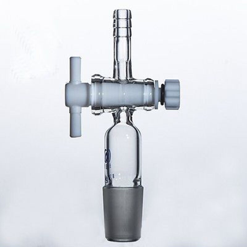 Adaptador de vacío recto de vidrio para laboratorio, Junta 24/29, conexión de manguera con tapón de PTFE
