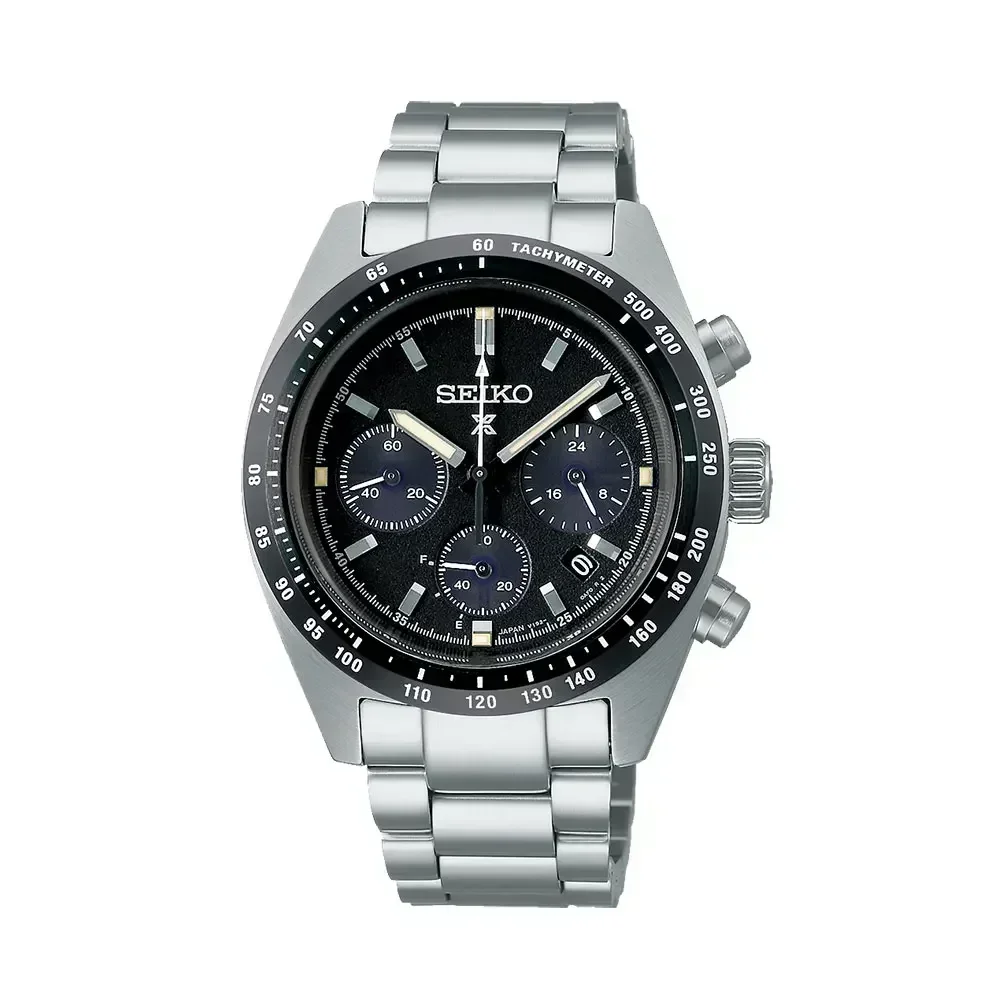 SEIKO Original Man Watch SSC813P1 Classic Panda Three Eyes Series Dial Calendar Popularity Stainless Steel Men Watches: black