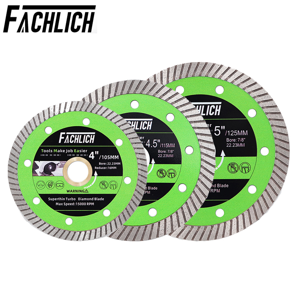FACHLICH 1/2/5 Stück 4/4,5/5 Zoll superdünne Diamant-Turbo-Sägeblätter für Keramikfliesen, Granit, Marmor, Trennscheibe 105/115/125 mm