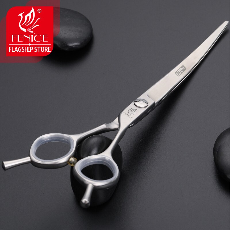Fenice Japanese stainless steel 6.75 inch dog scissors pet grooming curved scissors hair cutting shears