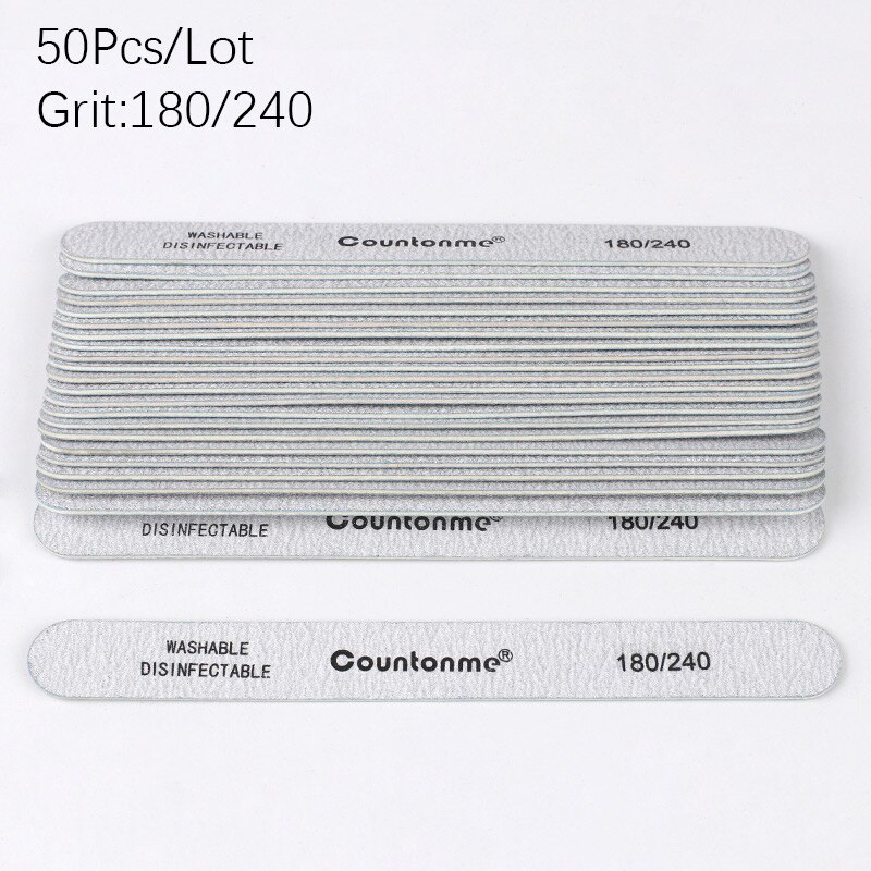 50Pcs/100Pcs Straight Wood Nail Files Double Sided Thick Stick 100/180/240 Sandpaper Grinding Buffer Nail Accessoires Salon Tool: 50Pcs 180-240 Grit
