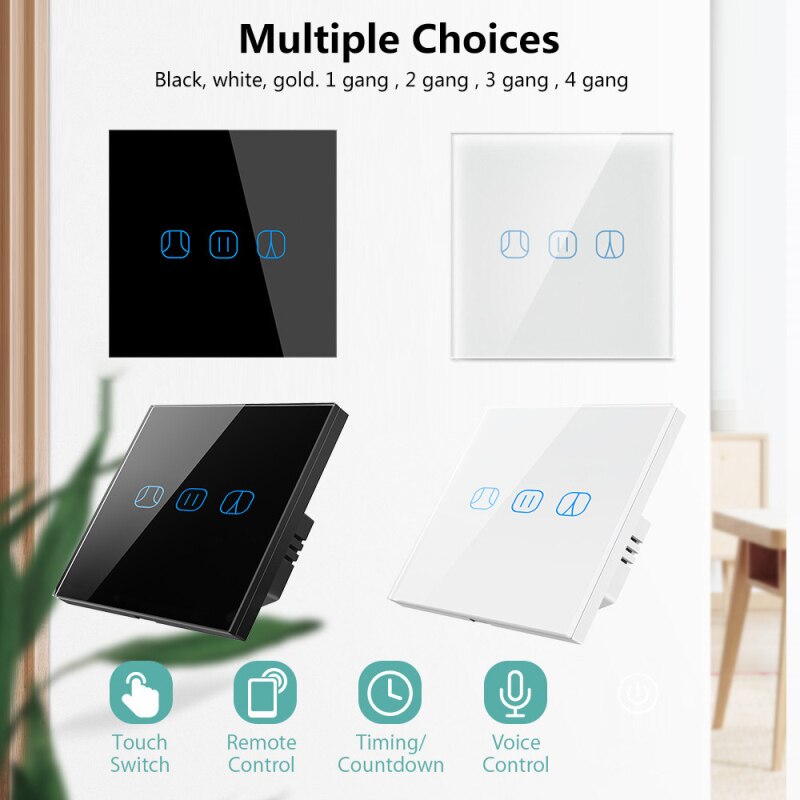 1PC Tuya Smart WIFI Wall Touch Switch Glass Screen Touch Panel APP Remote Control Smart Home Support Alexa Google Home