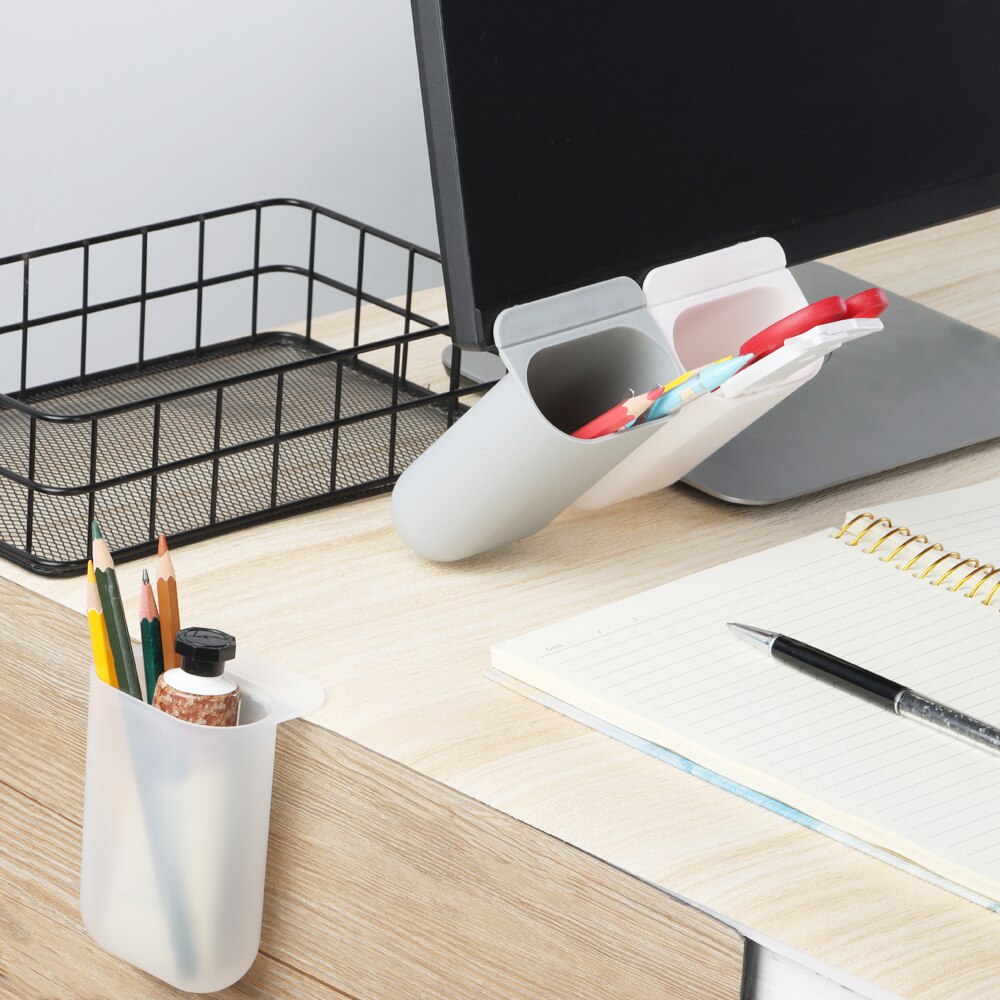 Estuche de lápices colgante , organizador de escritorio, soportes de bolígrafos, Pegatina autoadhesiva sin huellas, caja de almacenamiento para el hogar, oficina y escuela, 3 uds.
