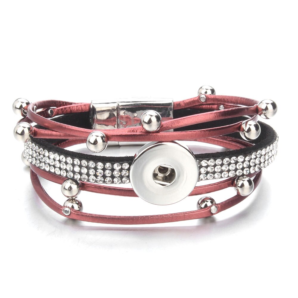 Bracelet en cuir fait à la main, boutons pression de 18mm, Punk, DIY, fabrication de bijoux: 38
