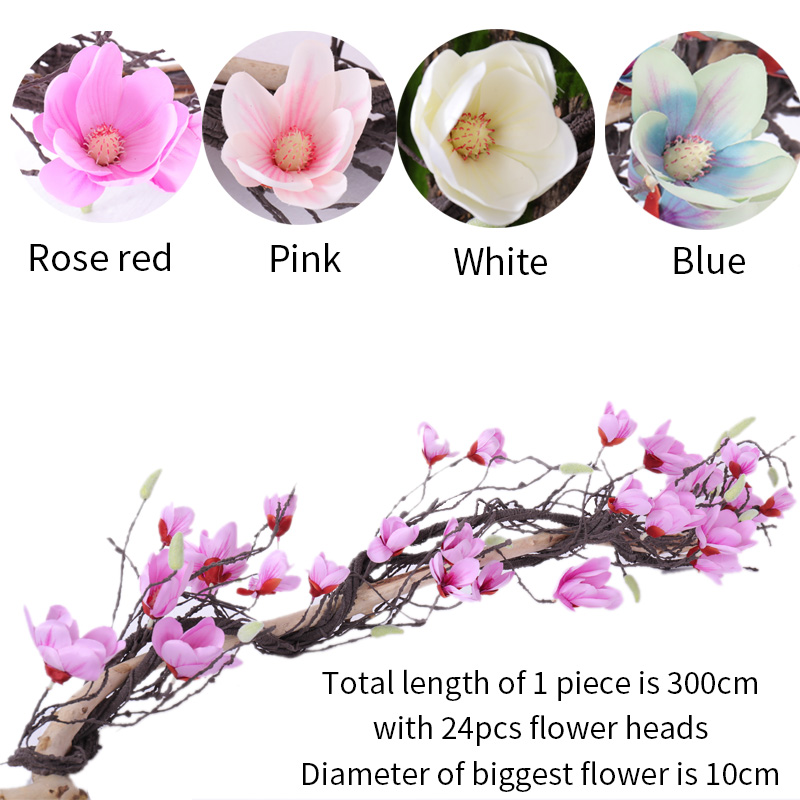 Magnolia bröllop båge dekorationer blommor vägg murgröna vinranka krans konstgjorda blommor girlander hängande grenar vägg blommor girlander