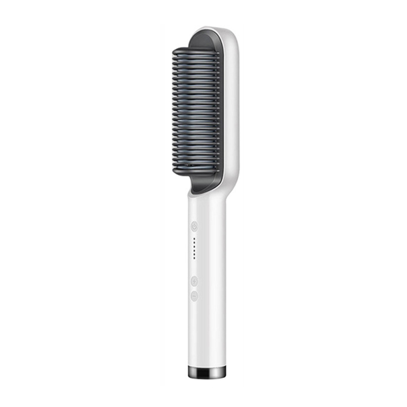 Stijltang Keramische hete kam 2-in-1 elektrische rechtzetten haarborstel Negatieve ionen Snelle verwarming Stylingtool ﻿: WHITE / Au