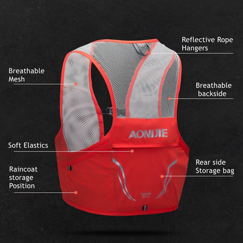 AONIJIE C932 2.5L Lightweight Backpack Running Vest Nylon Hydration Pack Bag Cycling Marathon Portable Ultralight Hiking 600ML