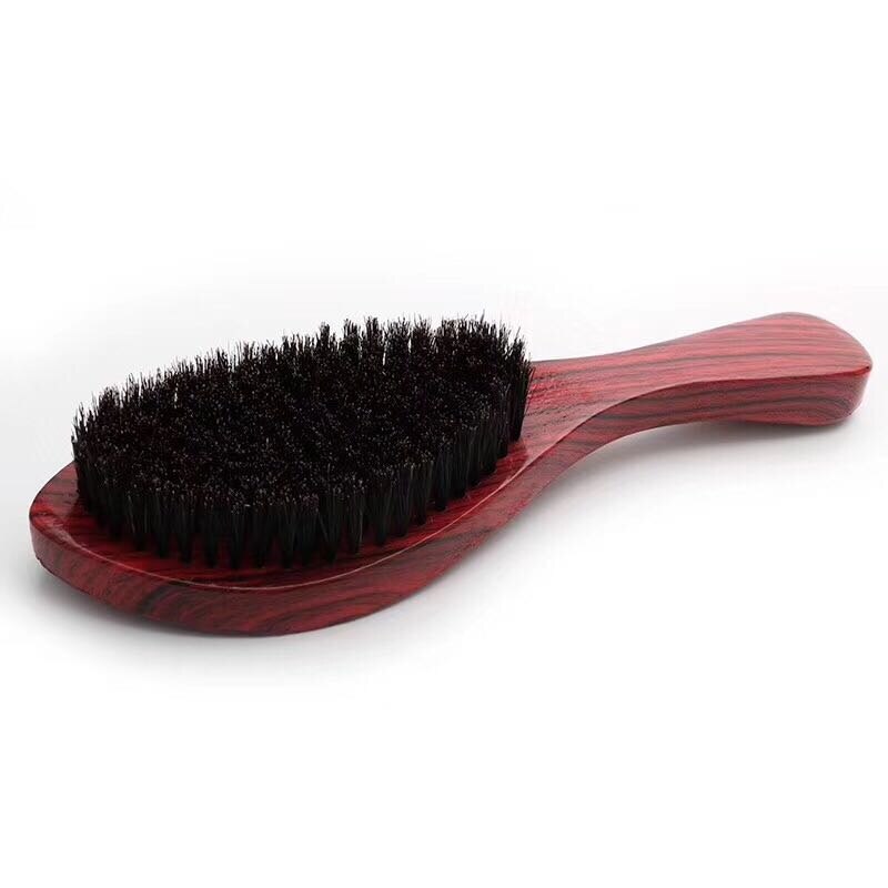 Spazzola per barba curva lunga per capelli in setola naturale da uomo manico in faggio pettine per baffi spazzola per onde in legno naturale per uomo G1203