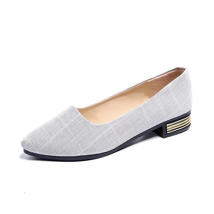 Lente Zomer Vrouwen Flats Goud Hakken Flats Lage Hakken Slip Op Schoenen Katoen Puntschoen Gestreepte Vrouw Schoenen Zapatos Mujer 6569: Beige / 4.5