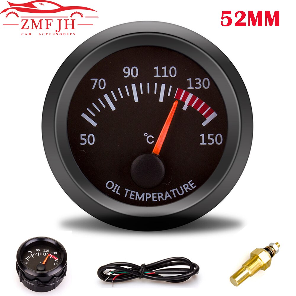 2 &#39;&#39;52Mm Wit Led Pointer Auto Olie Temp Temperatuurmeter Met Sensor 50-150Celsius Olietemperatuurmeter Auto Gauge fit Voor 12V