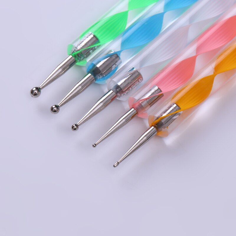 5 uds 2 puntillo herramientas herramienta de marmoleado uñas de arte herramienta cariñosa pluma de selector de uñas de arte UV Gel polaco