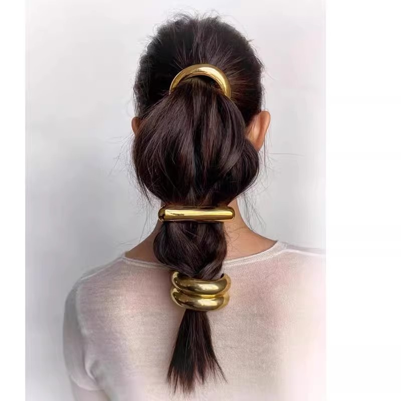 Pinzas para el cabello de Metal de doble capa huecas y gruesas simples para mujer, diademas, gomas elásticas, cuerdas para el cabello, accesorios para el cabello de