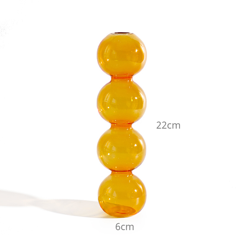 Vase à bulles en verre coloré , Arrangement de fleurs, ornements de Table hydroponique, décoration de maison: Tall Orange
