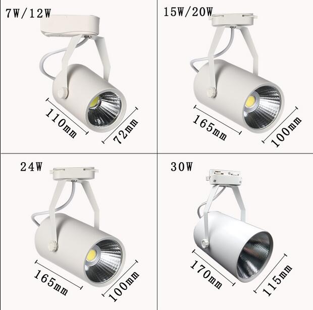 7W 12W 15W 20W 30W COB LED spoor licht voor winkel/winkelen mall verlichting lamp Kleur optioneel Wit/zwart spotlicht