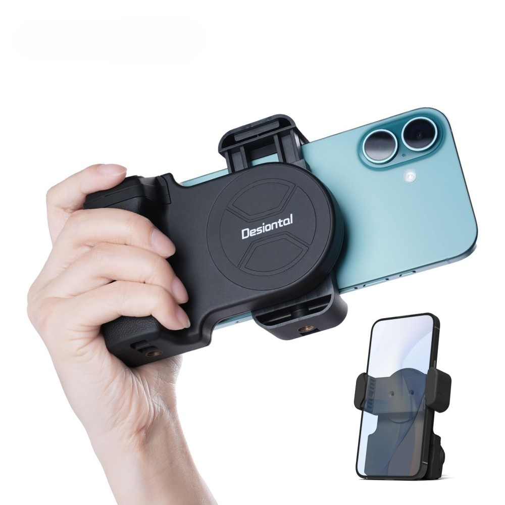 Smartphone-greep voor iPhone en Android Video-opnamehandvat Bluetooth-beugel Magnetische Progrip Fotografie-accessoire: Black