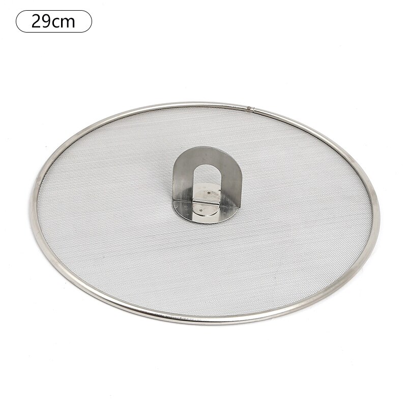 1PCS Stainless Steel Oil Cover Fried Oil Net Cover Pizza Tray Kitchen Gadget Pan Cover Splash Oil High Temperature Anti Falling^: 29cm
