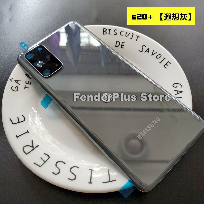 Galaxy S20/S20 Plus/S20 Ultra Batterij Back Cover Deur Achter Glas Behuizing Case Camera Lens Frame Voor samsung S20 + S20 Glas Cover: S20 Plus Gray