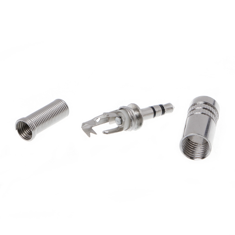5 Pcs Metal 3.5mm 2 Ring 3P Stereo Jack Plug Cable Solder Adapter Terminal w/Spring