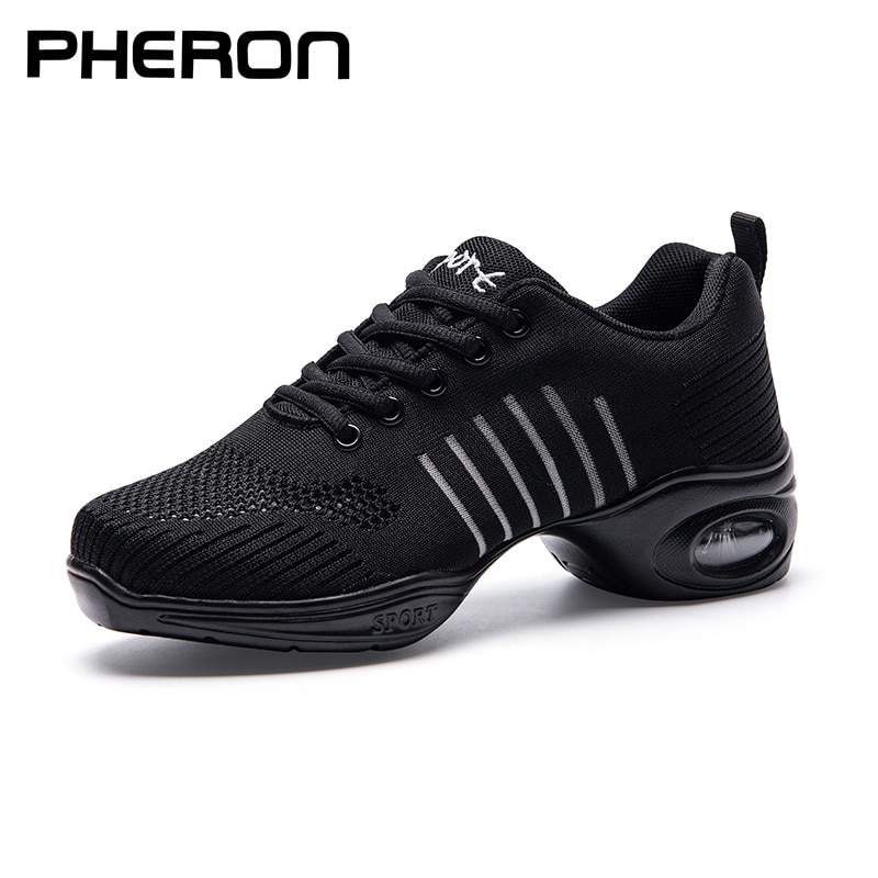 Danssneakers Dames - Ademend Mesh Bovenwerk, Zachte PU Zool, Veters Jazz Modern Dansschoenen