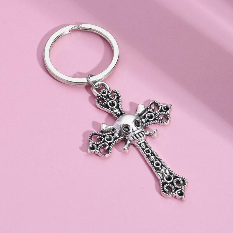 Cross Sleutelhanger Jezus Key Ring Religieuze Overtuigingen Sleutelhangers Voor Vrouwen Mannen Diy Auto Opknoping Punk Eenvoudige Sieraden Handgemaakte: E3401