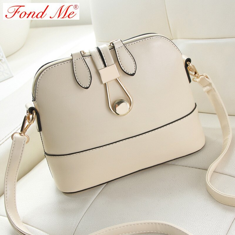 Eenvoudige Effen Kleur Schouder Messenger Bag: Beige