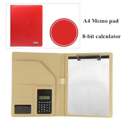 A4 Manager File Folder with Calculator Memo Pad Conference Document Bag Business Organizer Briefcase School Office Stationery: B Red