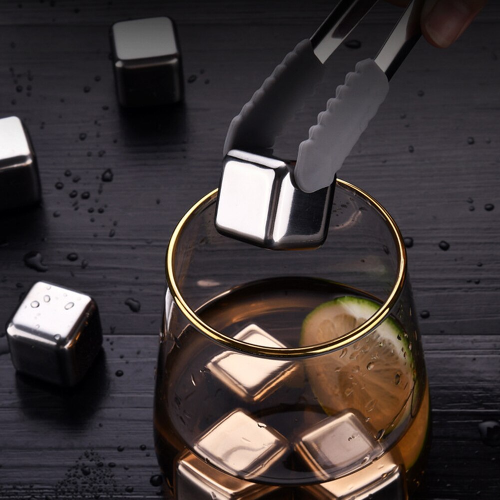 Reusable Bar Whiskey Cooler Stainless Steel Ice Cubes Whiskey Wine Cooling Beer Drinks Cooler Ice Kitchen Gadgets