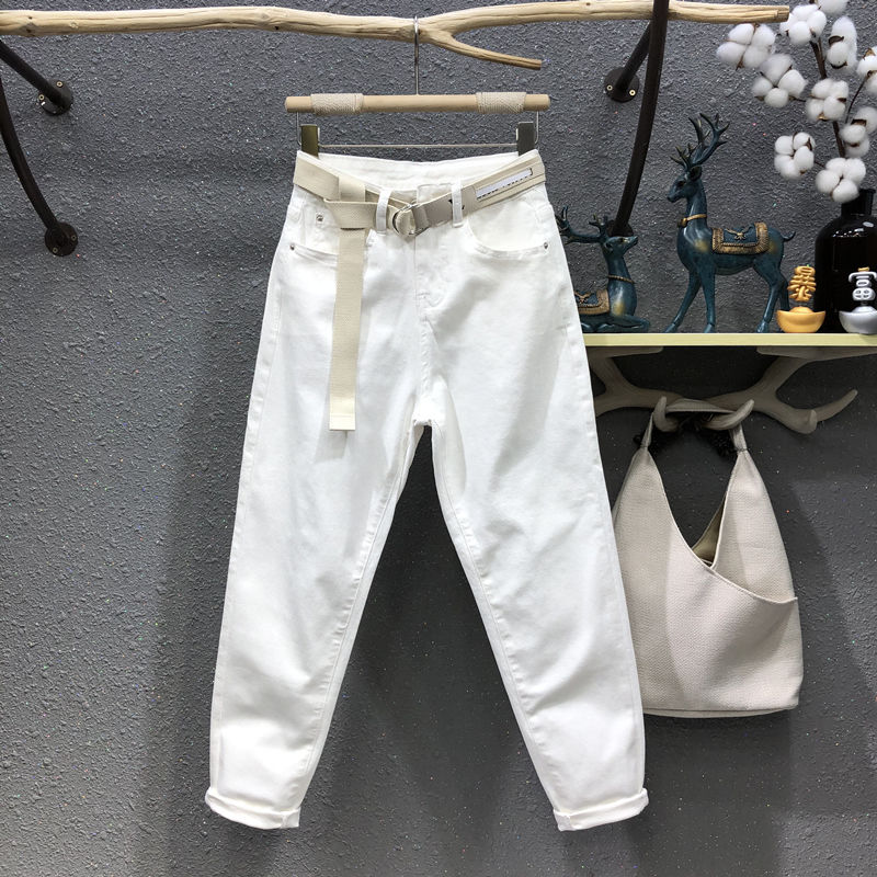 Pantalon en Denim vert menthe pour femme, jean élastique taille haute, couleur pure, longueur cheville, printemps automne