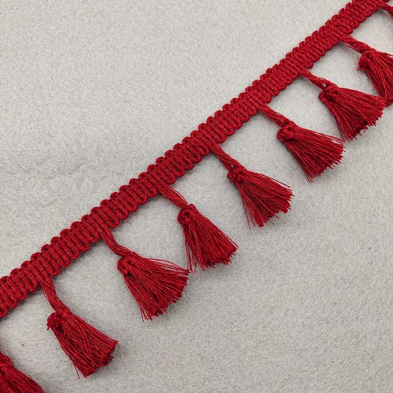 1Yards of Pack 40MM Width Fringe Trim Lace Fibre Tassel Clothes Accessories Wedding Dress Tassel Ribbon Diy: Wine red