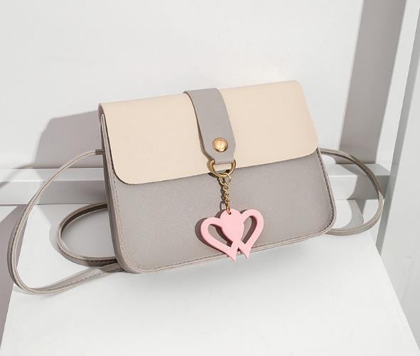 Mulheres de seda e metal dois saco fashionleather cruz-corpo bolsa casual bolsas e bolsas delicadas fivela mini sacos quadrados: Cinza