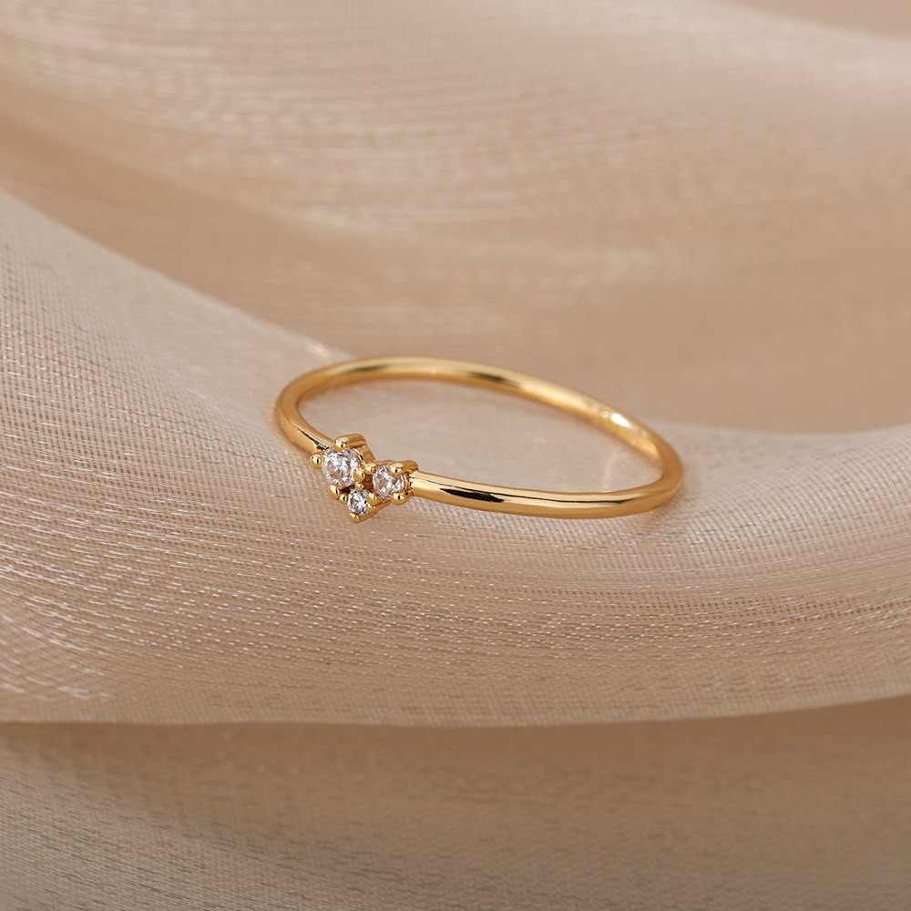 Leuke Ringen Voor Vrouwen Little Heart Shaped Gold Kleur Dainty Ring Sieraden Zirkoon Romantische Mode Bruiloft Engagement Sieraden