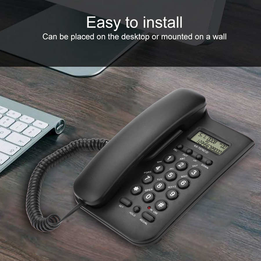 2 in 1 Wired Telephone Desktop and Wall Phone Office Landline Telephone for Smart Home Hotel FSK/DTMF dual system