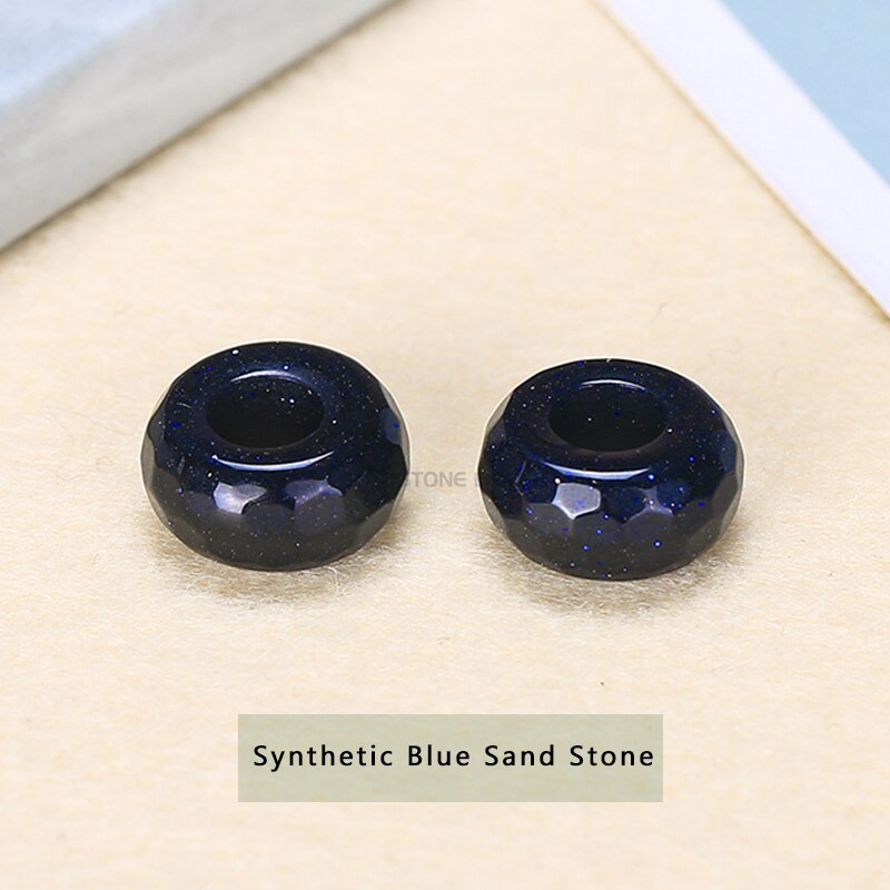 10 pz/lotto sfaccettato naturale grande foro agata perline abaco pietra naturale dimensioni 13x7mm per la creazione di gioielli collana foro 6mm all'ingrosso: Synthetic Blue Sand