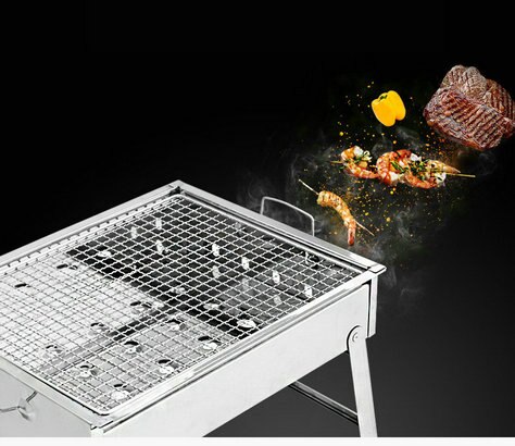 38*29cm thick stainless steel barbecue grill portable folding barbecue grill household camping family party BBQ tool