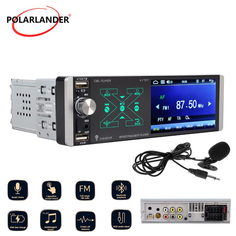 Smart AI Voice Smart Voice Capacitive Screen Player Single Ingot MP5 4.1'' Artificial Intelligence Collar Microphone