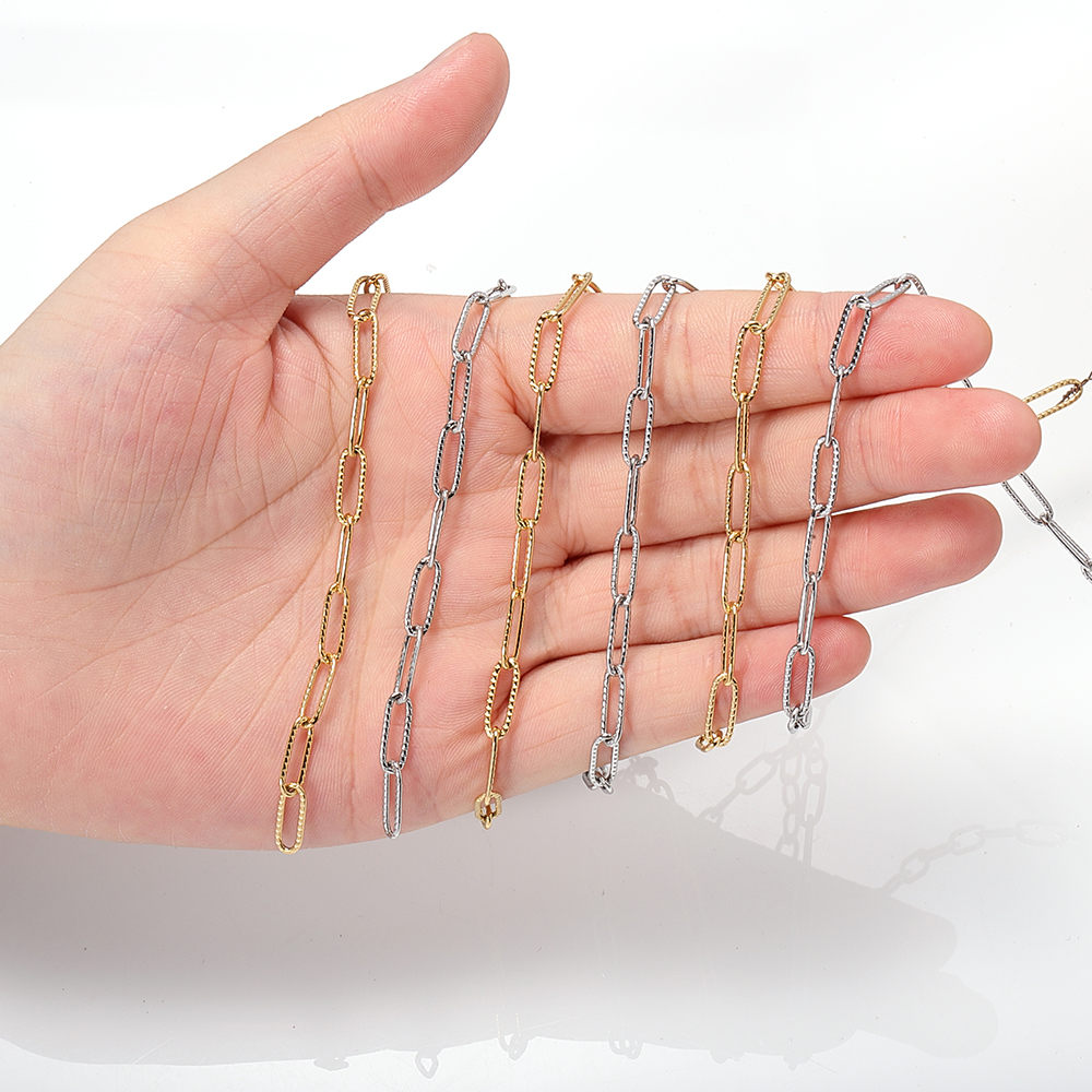 1meter Gold Necklace Chains Stainless Steel Chain 4x12mm Cross Link Gold Chain Accessories Bracelet Chain for Jewelry Making DIY
