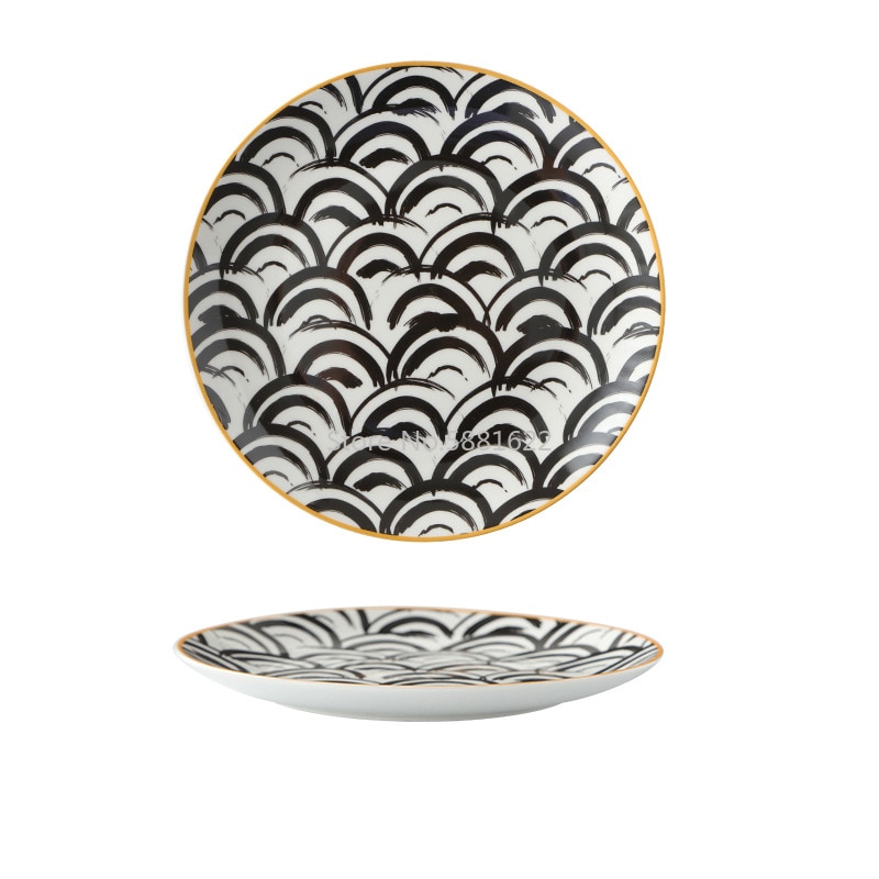 Servies Keramische Diner Plaat Set Schotel 8/10 Inch Porselein Leuke Dessertbord Servies Geometrische Westerse Voedsel Steak Plaat