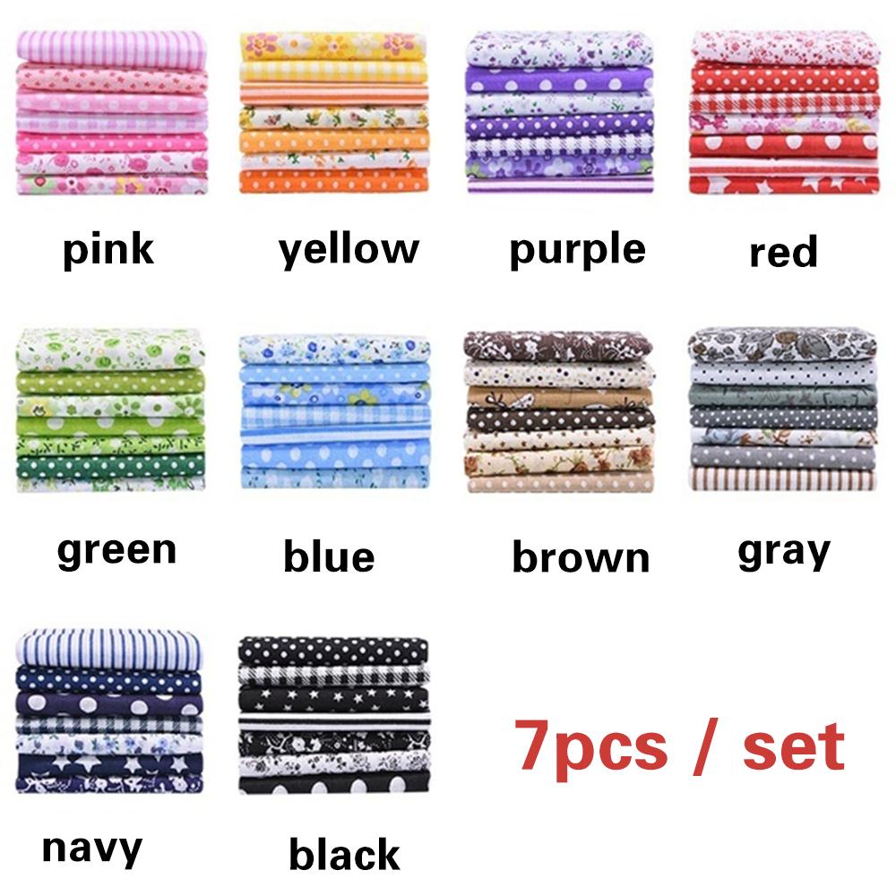 Tissu imprimé en coton, 7 pièces, accessoires faits à la main, broderie pratique, tissu en coton, vêtements de poupée à la , matériel de bricolage