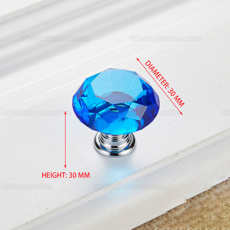 30mm Diamond Shape Crystal Handle Glass Knobs Cupboard Pull Drawer Knobs Kitchen Handle Cabinet Furniture Handle Hardware