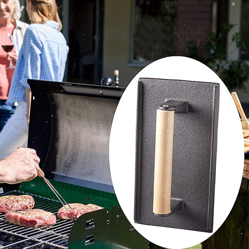 Heavy Duty Steak and Burger Press with Wooden Handle for Grills, Griddles and Flattops Perfect Gadget for Bacon,Paninis