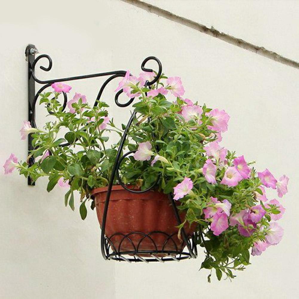 Gancho de pared de hierro forjado para balcón, macetas para flores y plantas, estante decorativo, cesta colgante, soporte de artesanía de jardín
