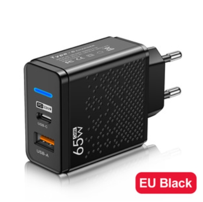 65W GaN Charger EU US Plug Adapter Laptop Fast Charging For iPhone USB Type C Quick Charger Mobile Phone USB Charger: EU