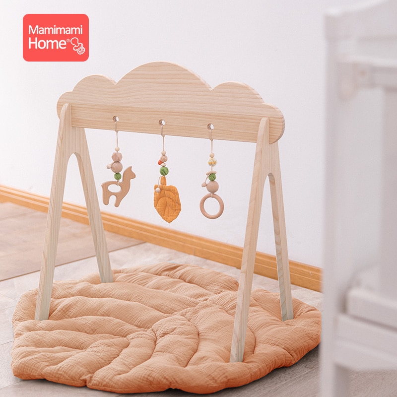 3pc Baby Holz BeißRing Baby Spielen Turnhalle BPA FREI Holz Anhänger Sensorischen Ring-ziehen Buche Ring freundlicher Waren krippe Rassel Spielzeug