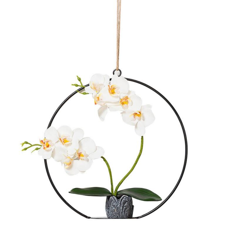 Geometric Metal Wire Wreath Hoop Frame Artificial Flower Garland Wall Hanging Decorations Wedding Party Backdrop Round/Square: C2